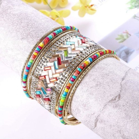 Bangle Stackable Bracelet Set For Women Layering Statement Bead Wrap Bangle Bohemian Indian Colorful Bracelet Fashion